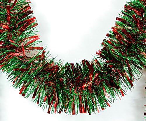 12' Soft and Sassy Red and Green Wide Cut Christmas Tinsel Garland - Unlit(Pack of 2)
