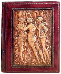 Three Graces Genuine Italian Leather Photo Album / Wedding Album / Scrapbook, Embossed Art, Gift Boxed, 9.5x12"