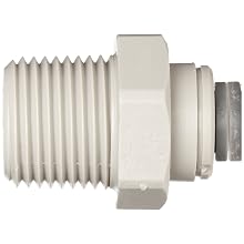 John Guest Acetal Copolymer Push-To-Connect Tube Fitting, Straight Adaptor, Tube OD x NPTF Male (Pack of 10)