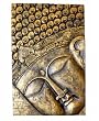 Antique Gold Finish Hand-Carved Budha Face Panel