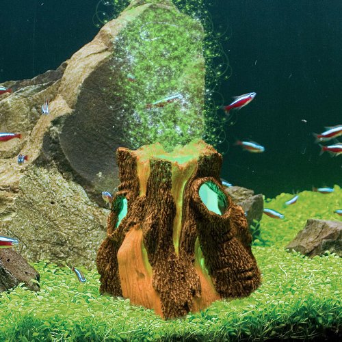 Hydor H2Show Green Stump/Log Kit - Green LED with Bubbles