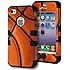 iPhone 4 Case, Bastex Heavy Duty Hybrid Case - Soft Black Silicone Cover Hard Basketball Design Case for Apple iPhone 4, 4g, 4s 4gs