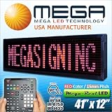Single Red Color LED Sign - Programmable 2 Line Animated Message Display for Outdoor 15mm Pitch, 41