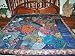 ZARDOZI EMBROIDERED BEADS SARI TAPESTRY BEDSPREAD COVERLET THROW WALL HANGING