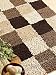 Kitchen & Housewares : Dover - 120 x 180cm (4 x 6') - 100% Cotton Chunky Chenille Loop Designer Shaggy Rug (HOMESCAPES Brand) - Chocolate and Natural Blocks- NEXT DAY DELIVERY with NO Extra Cost- HUGE HUGE SALE FOR THIS QUALITY HEAVY RUG