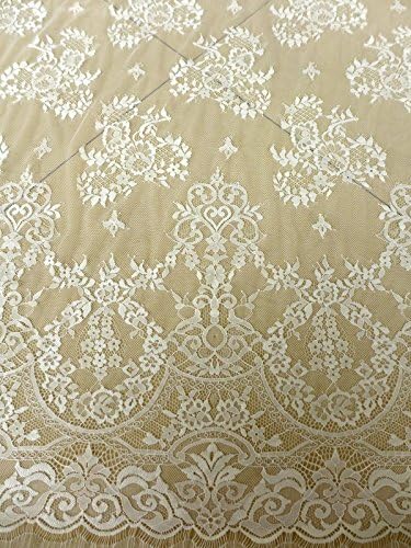 2015 New Ivory(light Beige) French Lace 59'' Width Wedding Dress Fabric Lashes 1 Piece 59 Inches Width 3 Meters One Piece