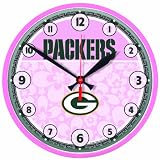 NFL Green Bay Packers Round Clock "Pink Background"