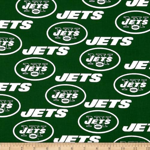 NFL Cotton Broadcloth NY Jets Green/White Fabric By The Yard