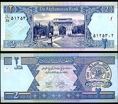 AFGHANISTAN 2 AFGANIS 2002 P 65 UNCIRCULATED PAPER MONEY BANKNOTE