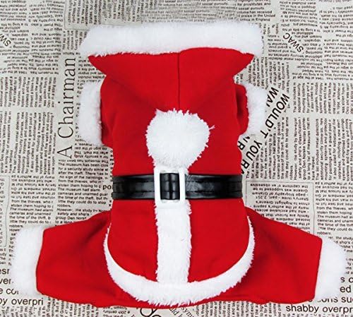 PET CONDO Pet Cat Dog Clothes Christmas Santa Claus Costume Hoodie Velvet Coat Jumpsuit Small Dog Clothes M