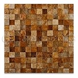 IMAGE OF Gold Yellow 1 x 1 Hi-Low Split Faced Travertine Mosaic Tile
