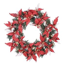 Poinsettia Wreath Green/ Red