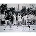Tim Brown And Lou Holtz Dual Autographed Playing Basketball 16x20 Photograph
