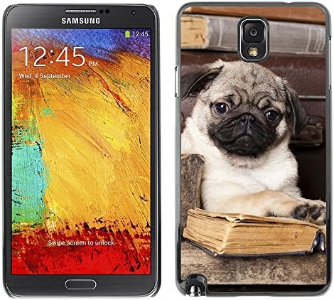 Graphic Case Hard Skin Case Cover Pouch - Pug Book Library Cute Puppy Smart Dog - Samsung Galaxy Note 3 N9000 N9002 N9005