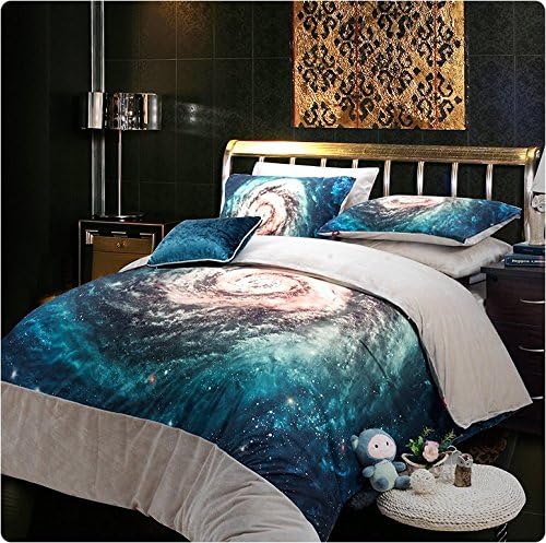 Cooperation Home Textiles, the Milky Way Pattern Flannel Bedding Set, Soft and Comfotable (Full, 5pc with Comforter)