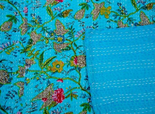 Indian Floral Print Bedspread Bedding Bed Sheet Kantha Twin Size Bedding Set 60 X 90 "