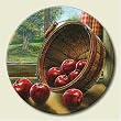 Lazy Susan ~ Apple Basket by Window ~ decorative tempered glass ~ 16 inch diameter ~ code 678