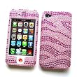 Apple iPhone 4 & 4S Snap-on Protector Hard Case Rhinestone Cover "Pink Wave" Design