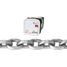 Campbell 0184516 System 4 Grade 43 Carbon Steel High Test Chain in Square Pail, Bright, 5/16" Trade, 0.33" Diameter, 60' Length, 3900 lbs Load Capacity