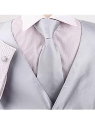 Mens Dress Vest Solid Silver Formal Vest for Wedding Gift Set Match Necktie... by Y&G