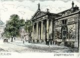 Radierung: Plauen, Stadttheater