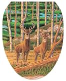 Toilet Tattoos TT-1113-O Deer in Woods Decorative Applique for Toilet Lid, Elongated