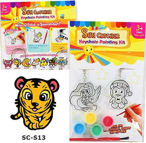 Creating your Own Sun Catcher Small Keychain Painting Kit Handmade Craft for Children, Girls and Boys (Sc-Kc1) - Sc-S13 Tiger Design