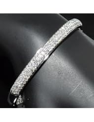 Ladies Diamond Bangle Bracelet 14K White Gold 2.9ct Si clarity Pave Solid 6mm