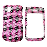 For Blackberry Tour Bling Hard Case Argyle Pink Blk Gem
