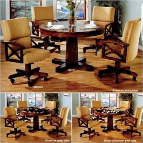Three-in-one Solid Oak Wood Bumper Pool Table And Chairs Set