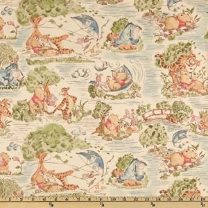 44-Wide-Winnie-The-Pooh-Day-In-The-Park-Antique-Fabric-By-The-Yard