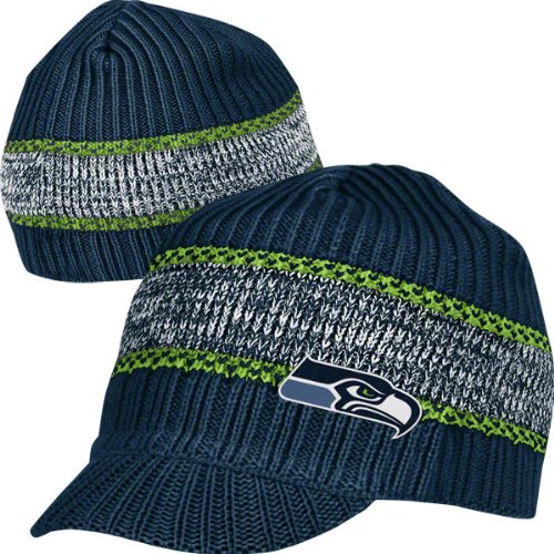 Seattle Seahawks Visor Knit Hat: Jacquard Heather Visor Knit Hat