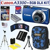 Canon Powershot A3300 IS 16 MP Digital Camera (Blue) + 8GB Deluxe Accessory ....