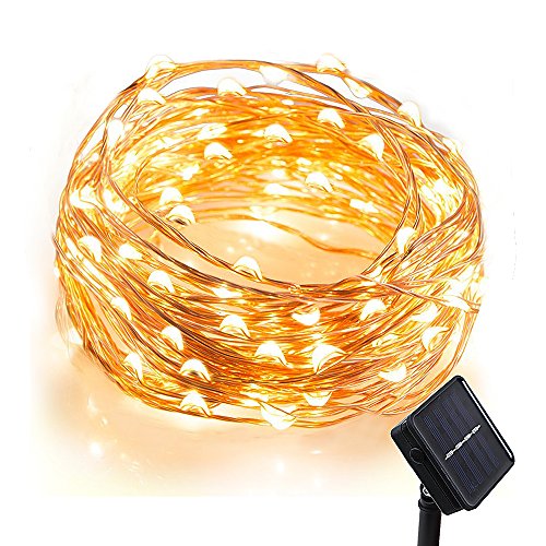 InnooLight Solar Starry String Lights,100 Led Outdoor Lights 33 Feet Copper Warm White Ambiance Lighting for Garden Christmas Party Dancing,Magical Lighting Decor for Indoor Bedroom Window