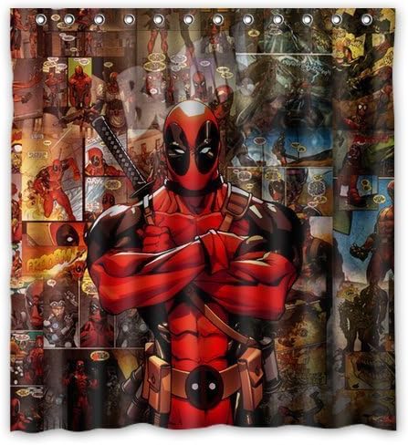 Custom Unique Design Anime Superhero Deadpool Waterproof Fabric Shower Curtain, 72 by 66-Inch by NobleFans