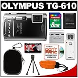 Best Price Olympus Tough TG-610 Shock & Waterproof Digital Camera (Black) with 8GB Card + Battery + Case + Accessory Kit