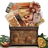 Housewarming Keepsake Wood Magazine Rack Gift Basket From Entrees to Excellence