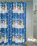 Snowman Blue Shower Curtain