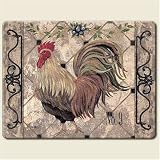 Artworks Home Accents Iron Gate Rooster Chicken Tempered Glass Cutting Board 8