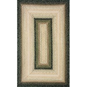 Braided Area Rug Cotton Fabric Cottage 8x10 Green Ivory