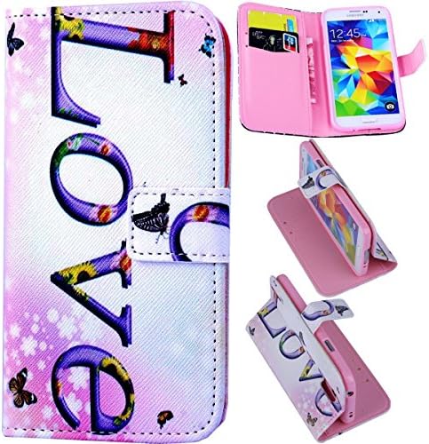 Galaxy S5 Case Samsung Galaxy S5 Kickstand Case,MOUSE Monster LOVE Butterfly Design Premium PU Leather [Stand Feature] Magnet Flip Kickstand Case Cover for Samsung Galaxy S5
