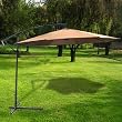 Deluxe Natural 10' Offset Patio Umbrella Off Set Outdoor Market Umbrella