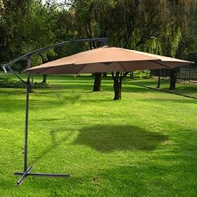 New 2010 Deluxe Natural 10' Offset Patio Umbrella Off Set Outdoor Market Umbrella