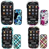 iNcido Brand Samsung Messager Touch R630 / R631 Combo Blue Flower + Red Flo ....