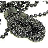 Men's Boxing Glove Necklace - Iced Out - Gunmetal Plated - Heavy Bling