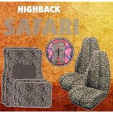 - 9pc Safari Tan Cheetah Print Car Floor Mats, High Back Seat Covers, Steering Wheel Cover... by Unknown