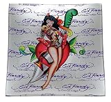 Ed Hardy Candle Square Plate  for Single Pillar, Pin Up Girl