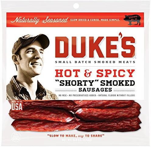 Dukes Hot and Spicy Shorty Smoked Sausage Sticks, 5 Ounce -- 8 per case.