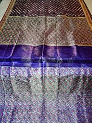 Designer Brocade Zari Saree, Bollywood Purple Wedding Silk Sari Material