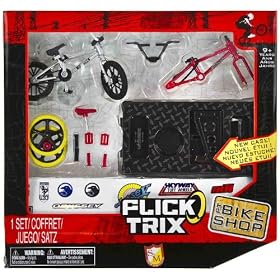 S & M American Bicyle: Flick Trix ~4" BMX Finger Bike Shop Set